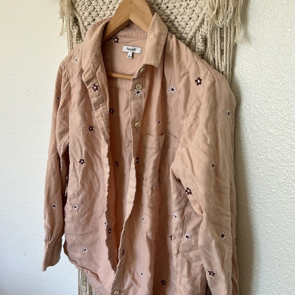 Madewell flannel Women's Pink Embroidered Jacket - Picture 3 of 5